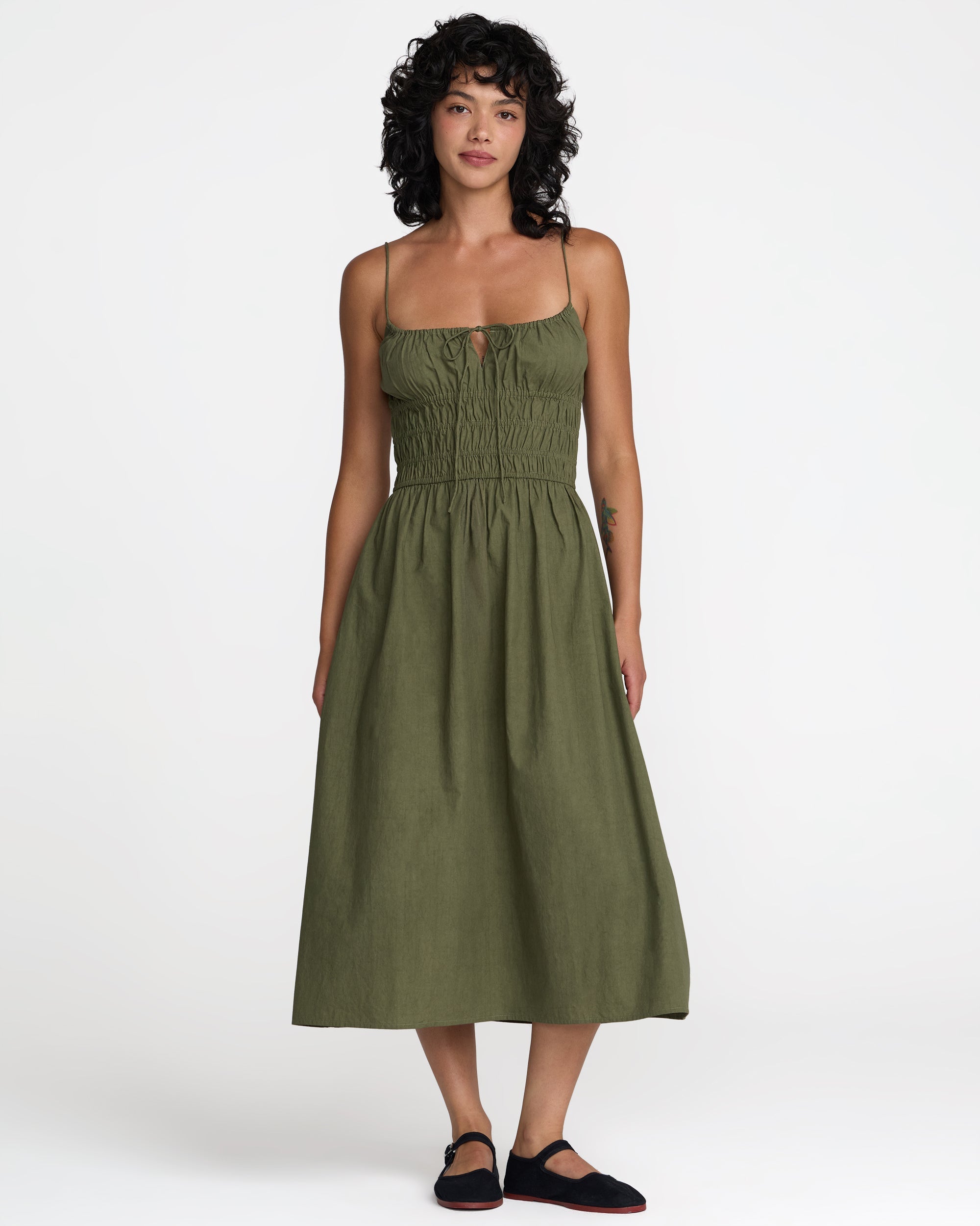 olive green midi dress RVCA Women's Raya Midi Dress Olive M