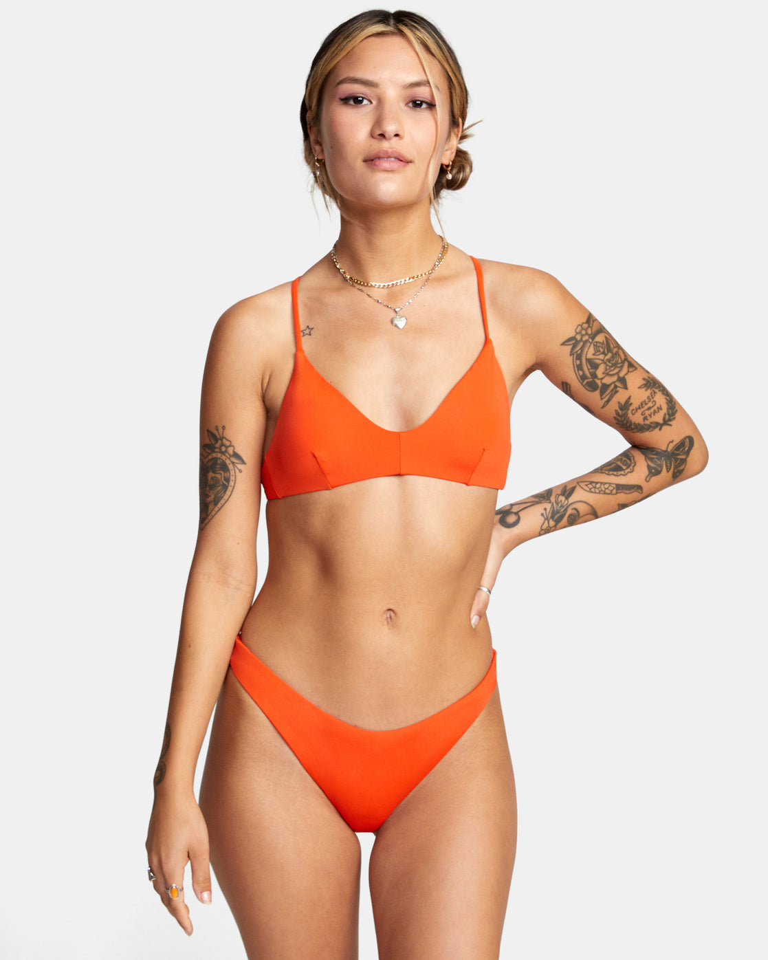 Solid Crossback Bikini Top - Red Orange –