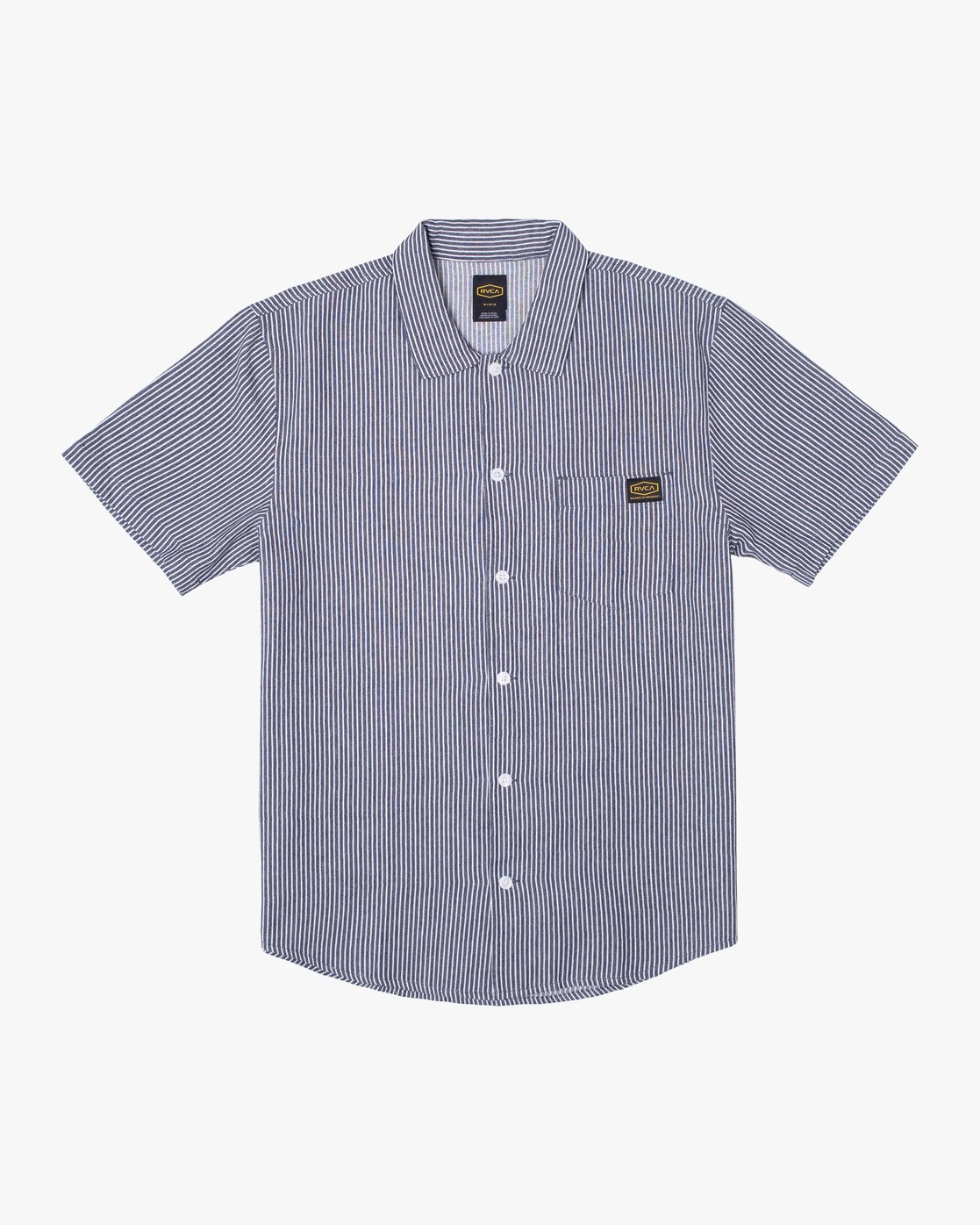 RVCA Dayshift Blue Stripe Short Sleeve Button Up Shirt