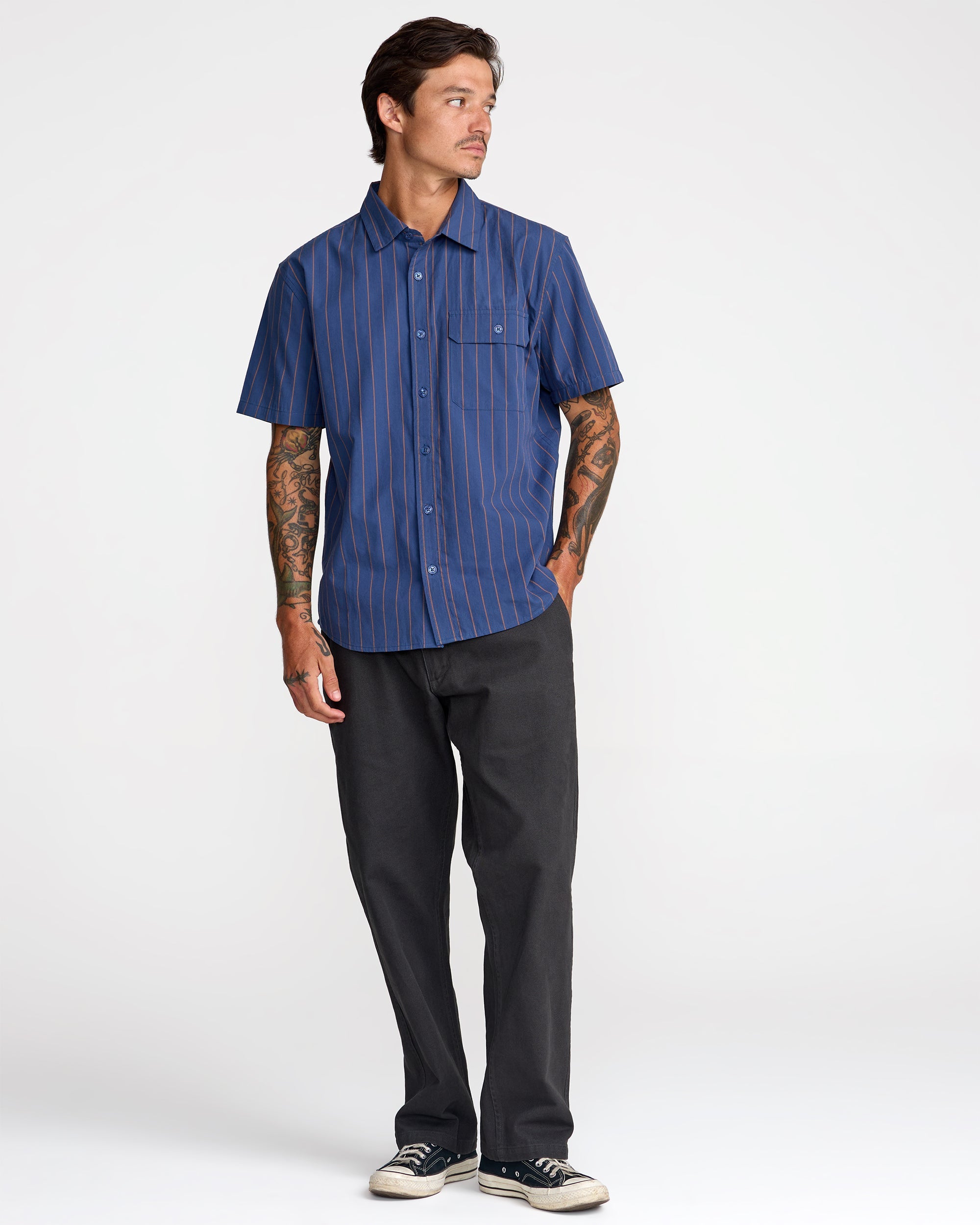 TJP Dayshift Stripe Short Sleeve Shirt - RVCA