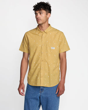 mustard short sleeve dress shirt BESPOKE - Mens Yellow Button Up Short Sleeve Dress Shirt - Modern Fit - 172120