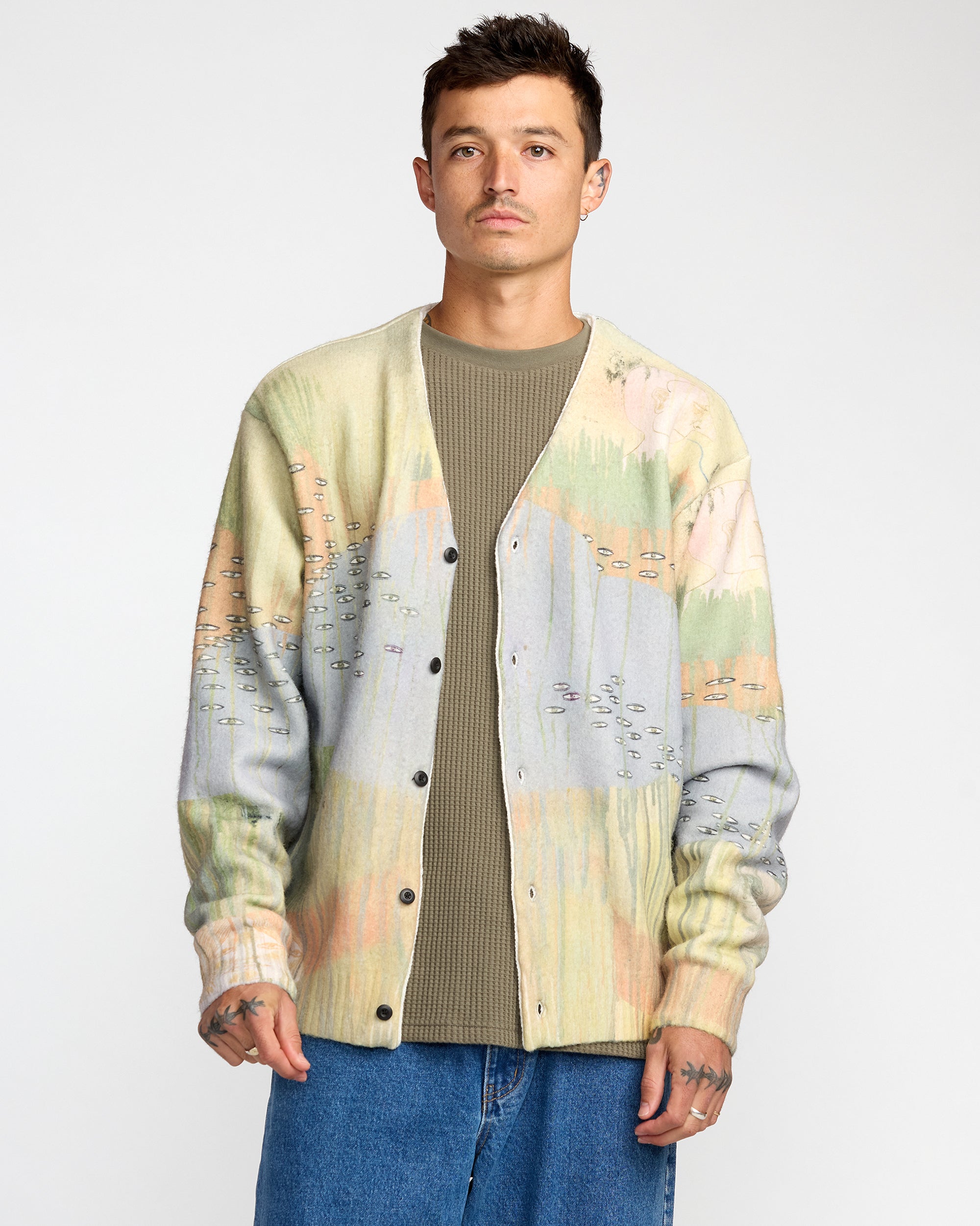 トップス RYU KAGA Damaged knit cardigan Ed Archive Cardigan - RVCA