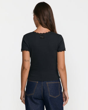The Cure Kiss Me Lace Trim V-Neck Tee