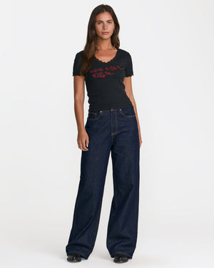 The Cure Kiss Me Lace Trim V-Neck Tee