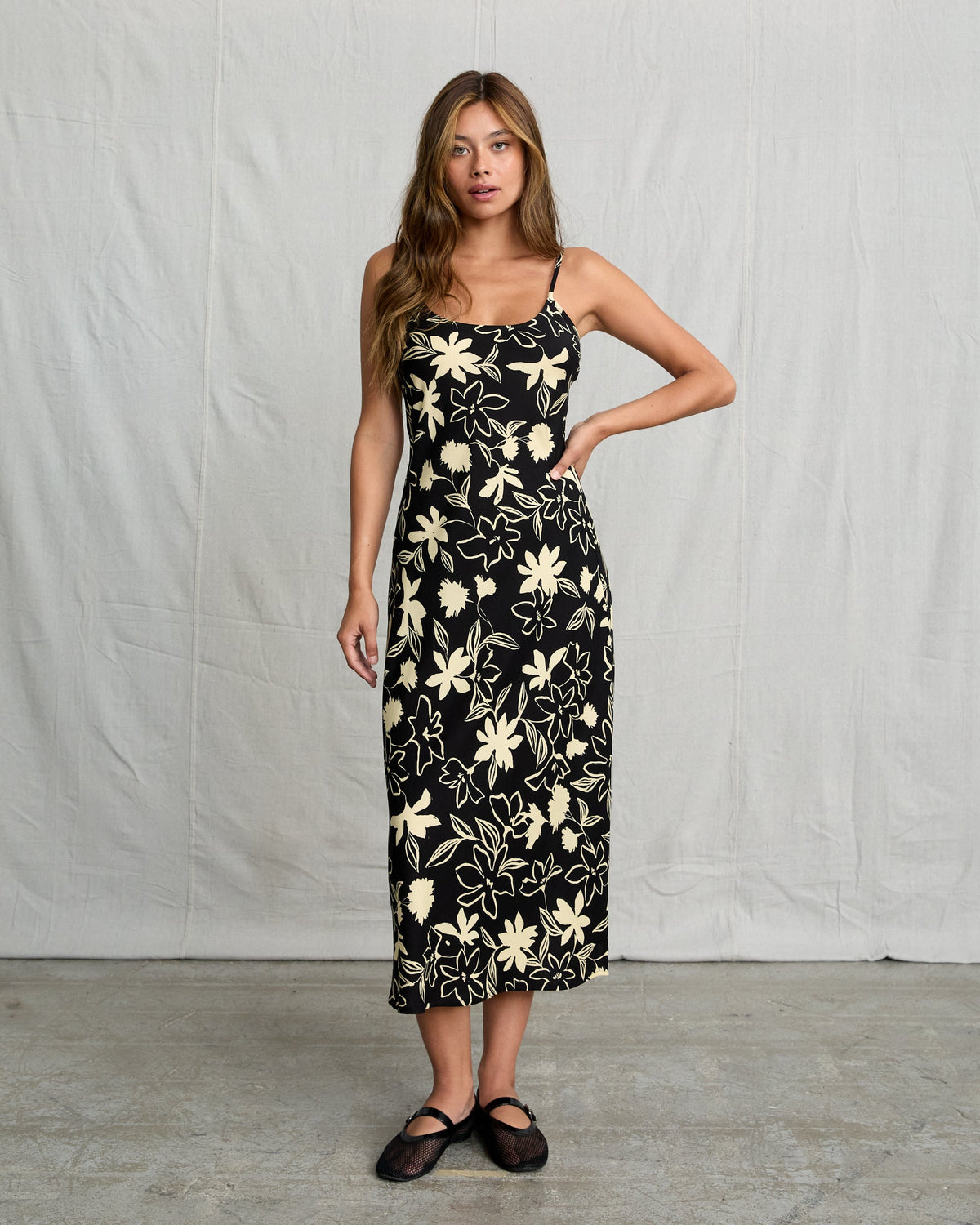 aelia midi dress RVCA Aelia Midi Dress, Black Floral