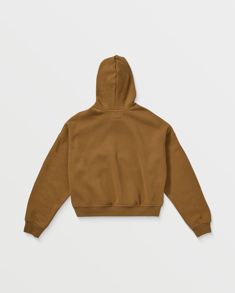 English Crop Hoodie - Vintage Brown