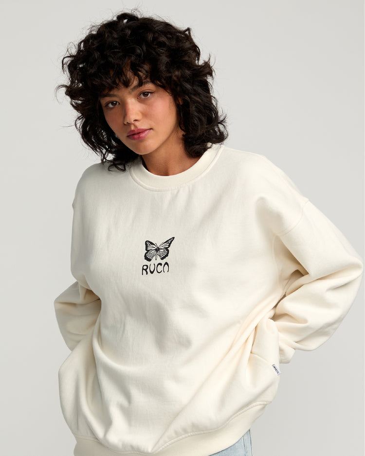 Butterfly Baggie Crew Sweatshirt - Cloud