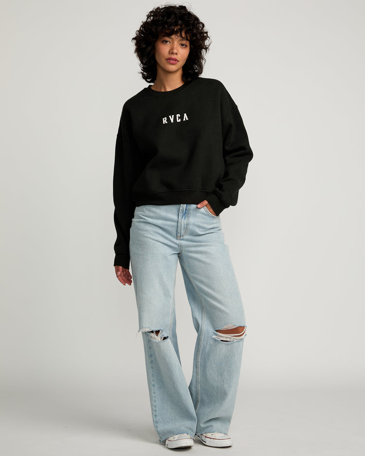 Stacked Court Crew Sweatshirt - Rvca Black