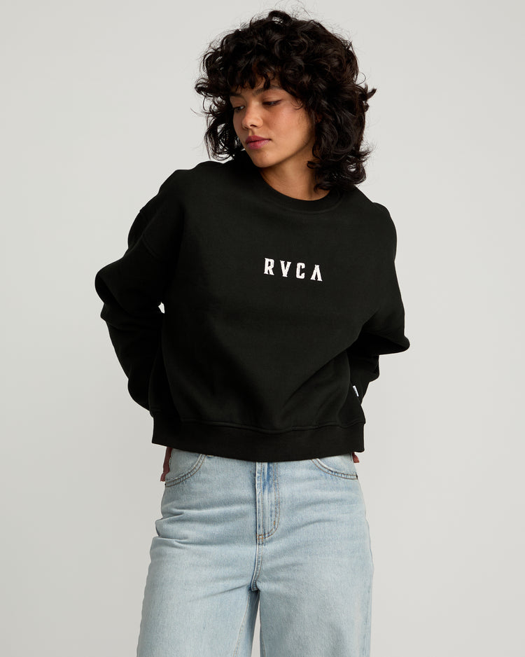 Stacked Court Crew Sweatshirt - Rvca Black