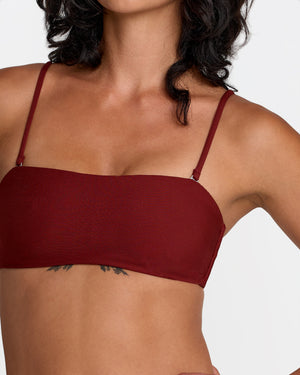Micro Rib Tube Bandeau Bikini Top