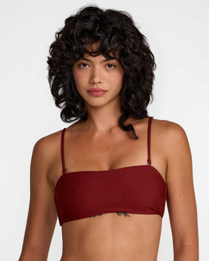 Micro Rib Tube Bandeau Bikini Top
