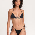 Solid Halter Triangle Bikini Top - Rvca Black