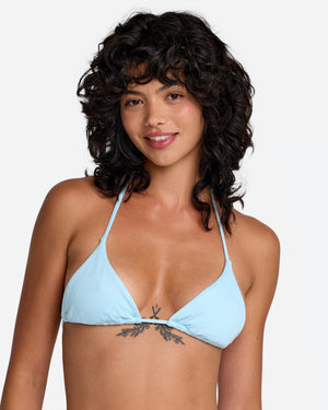 Micro Rib Halter Triangle Bikini Top