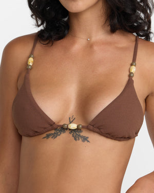 Crinkle Beaded Triangle Bikini Top