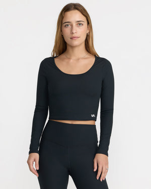 VA Long Sleeve Scoop Neck Crop Top