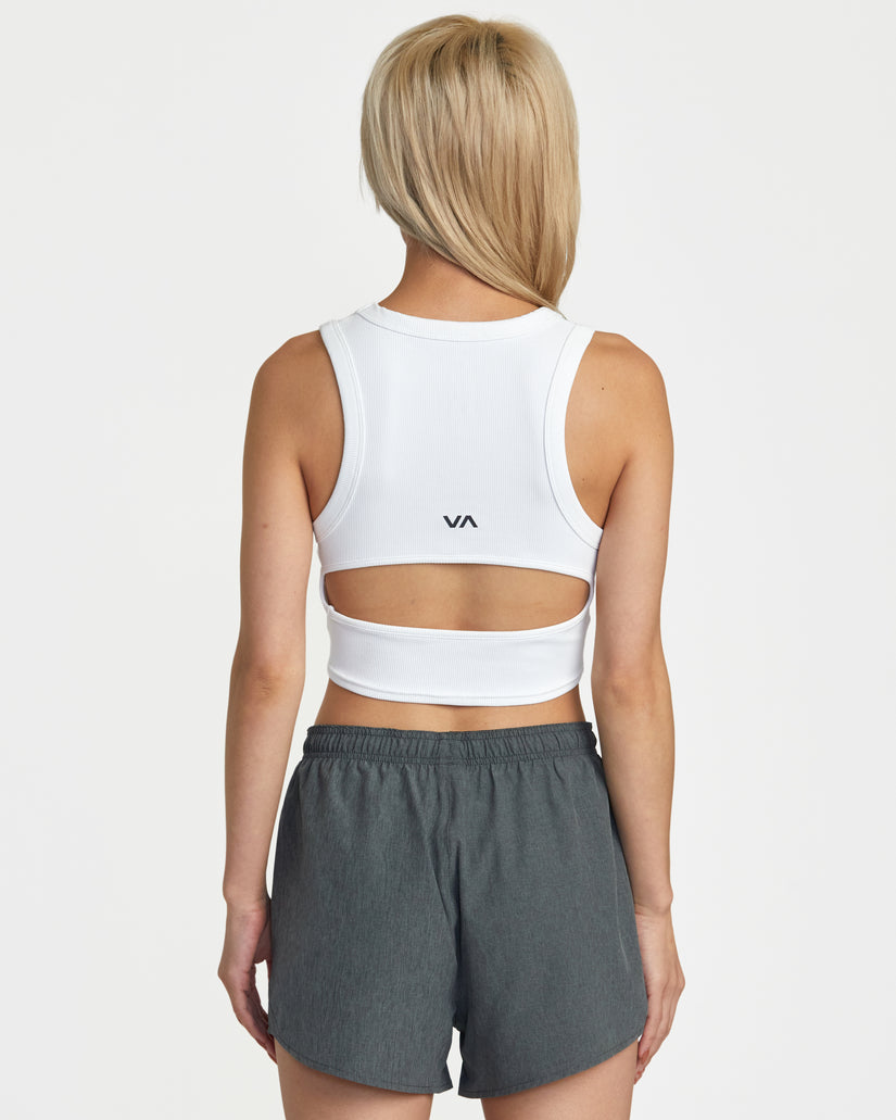 VA Cut Out Cropped Tank Top - Whisper White