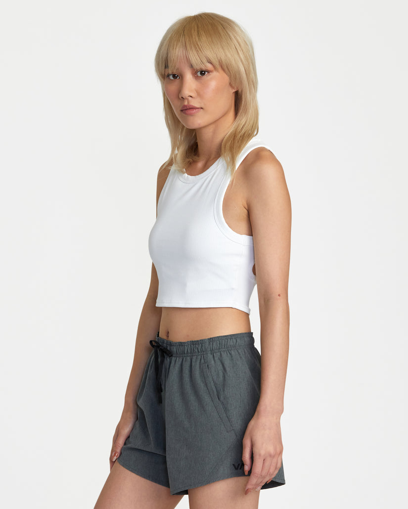 VA Cut Out Cropped Tank Top - Whisper White