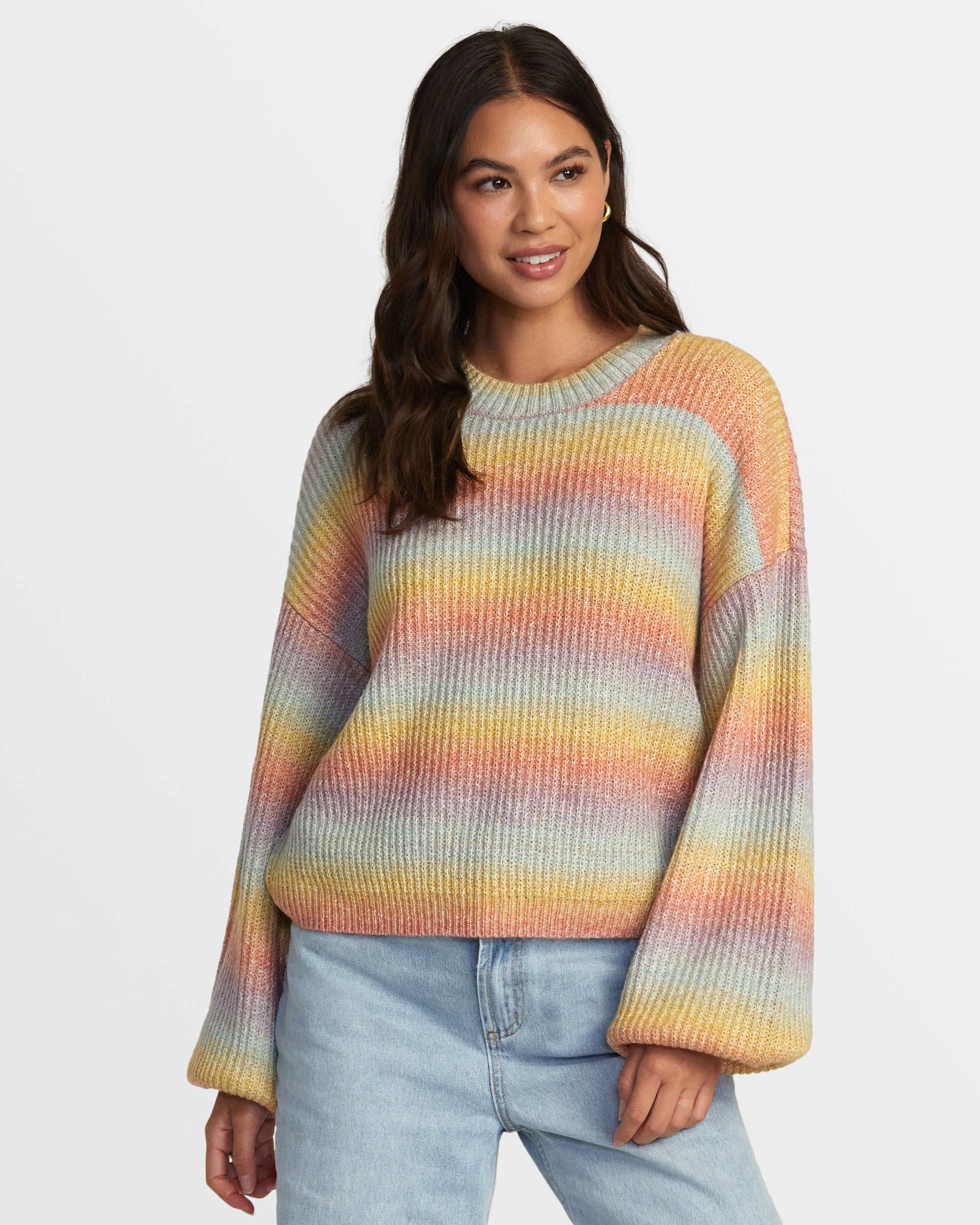 RVCA factory Rainbow Open Front Knit Sweater Small