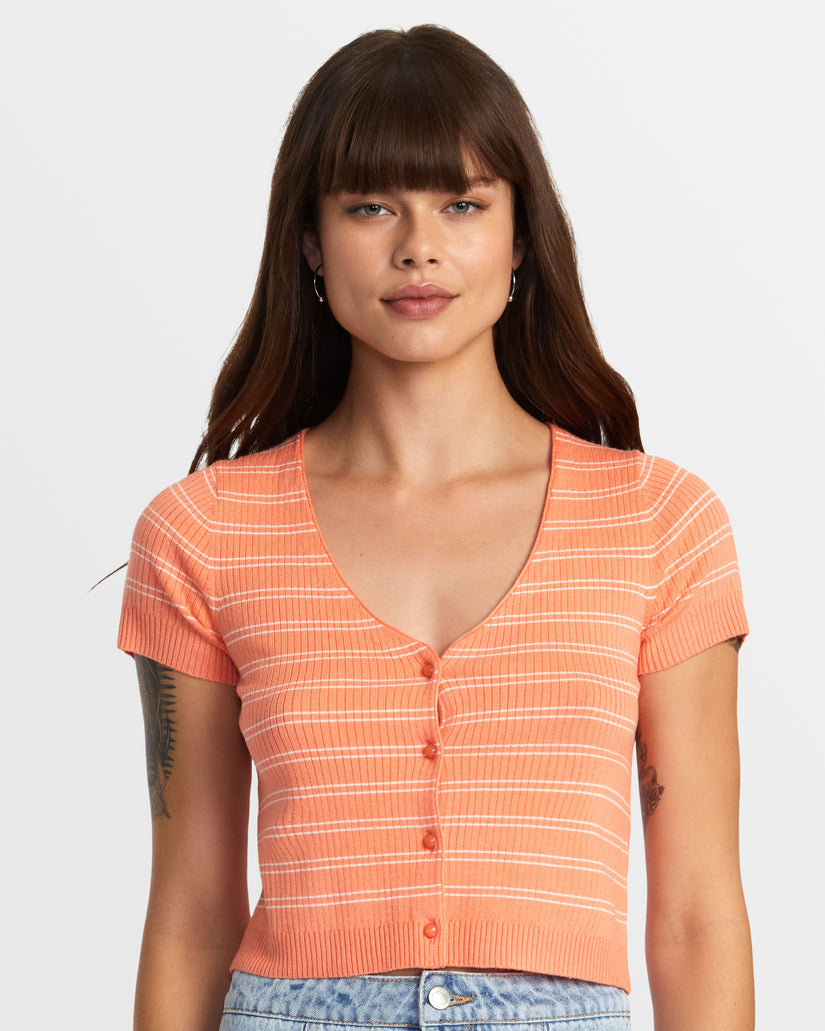 Taylor Sweater Top V-Neck Sweater - Fusion Coral