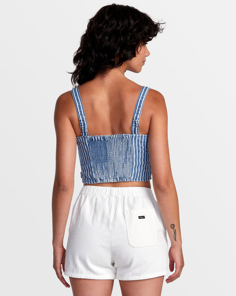 Portia Denim Crop Top - Washed Indigo