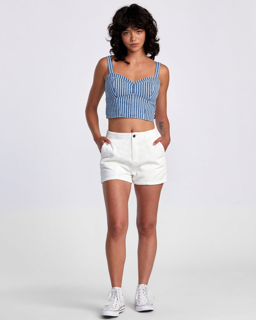 Portia Denim Crop Top - Washed Indigo