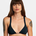 Solid Wide Crossback Triangle Bikini Top - Black