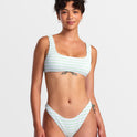 Grooves Stripe Laceback Bralette Bikini Top - Whisper White