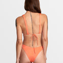 Solid Shimmer V-Front French Bikini Bottoms - Fusion Coral