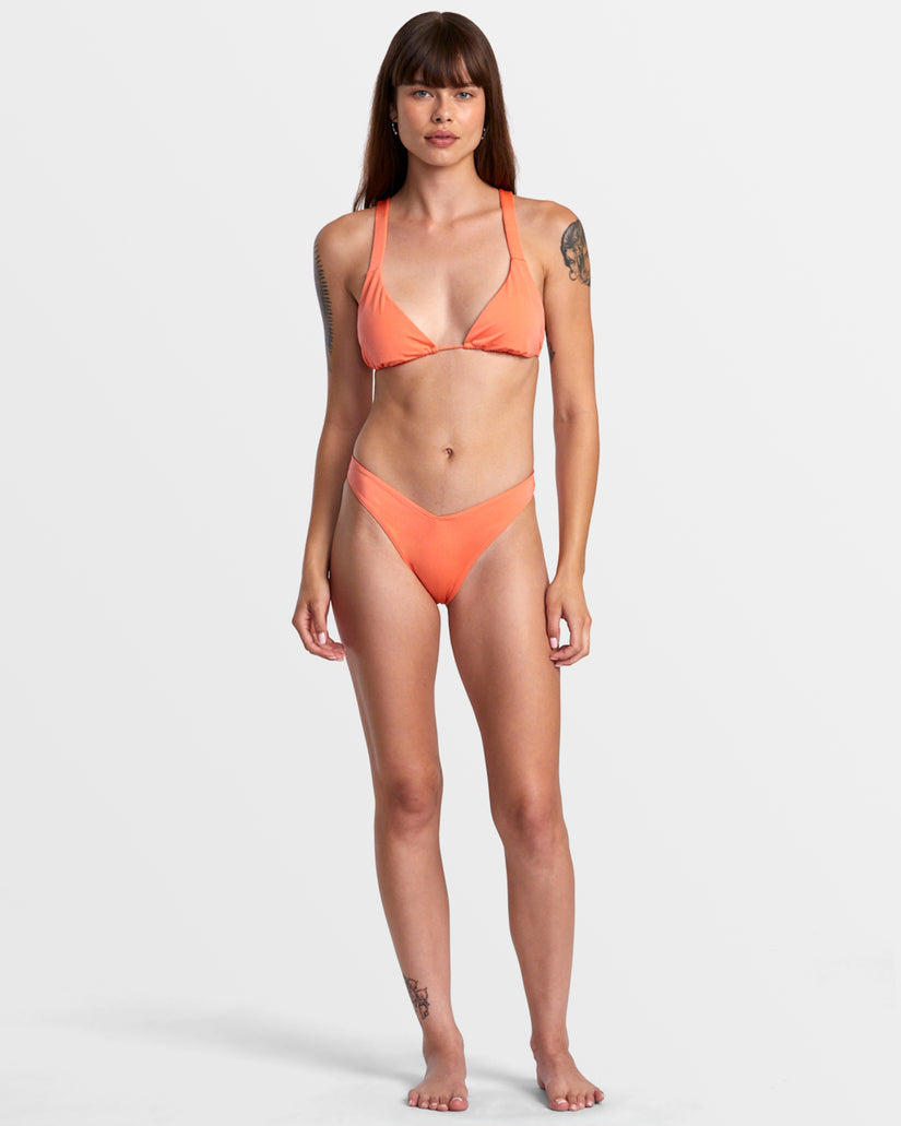 Solid Shimmer V-Front French Bikini Bottoms - Fusion Coral