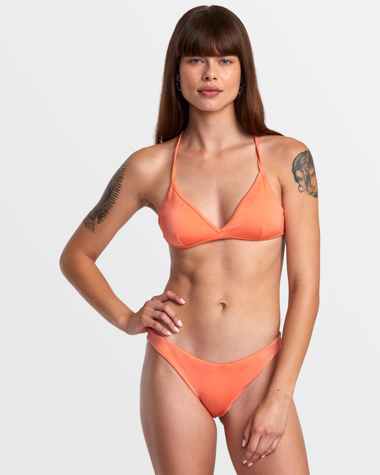 Solid Shimmer Medium Bikini Bottoms - Fusion Coral