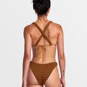 Grooves Stripe Medium Bikini Bottoms - Workwear Brown