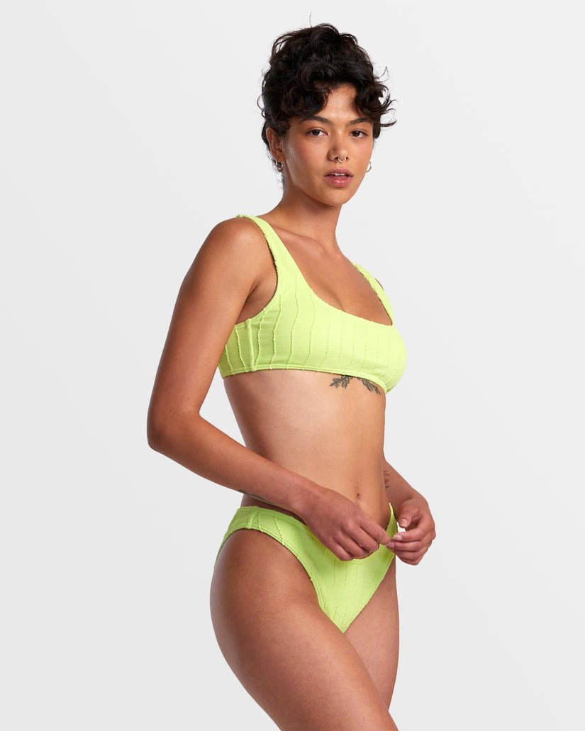 Chevy Grooves High Leg French Bikini Bottoms - Neon Green