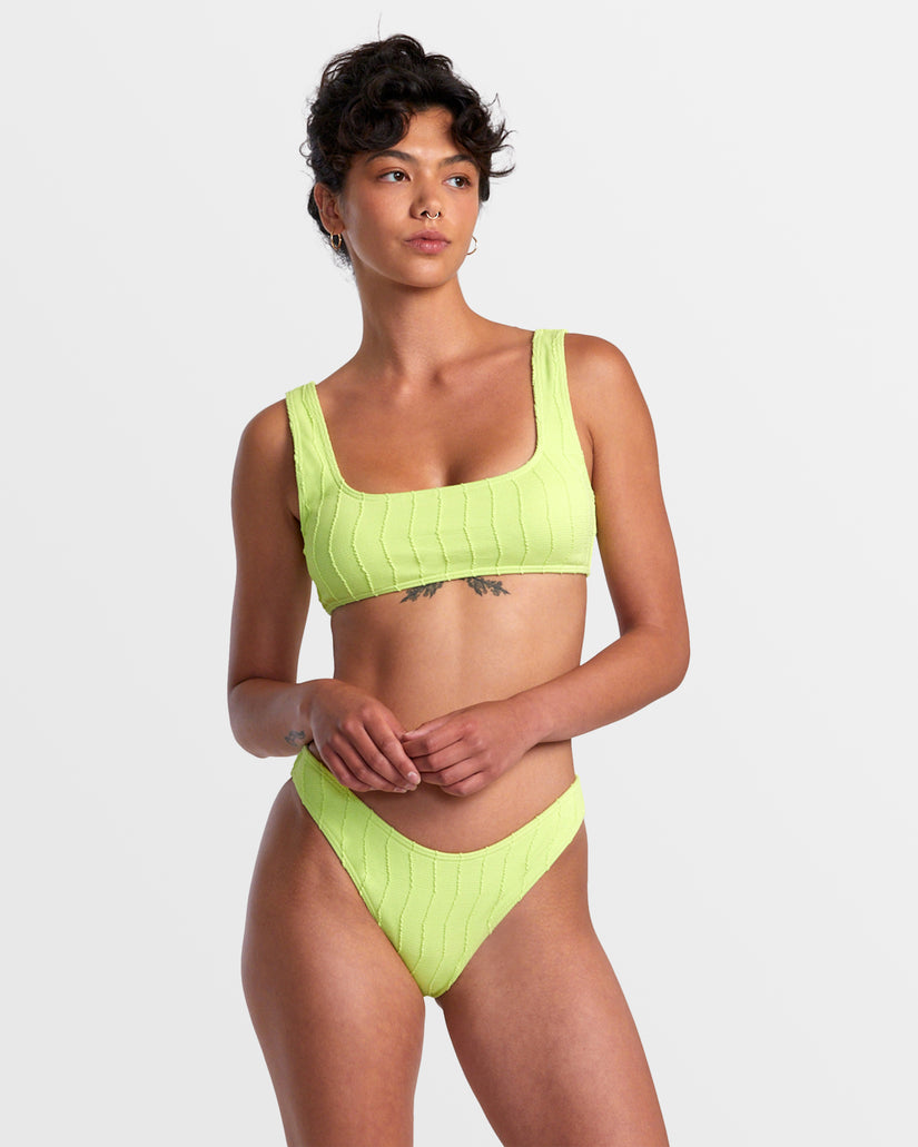 Chevy Grooves High Leg French Bikini Bottoms - Neon Green