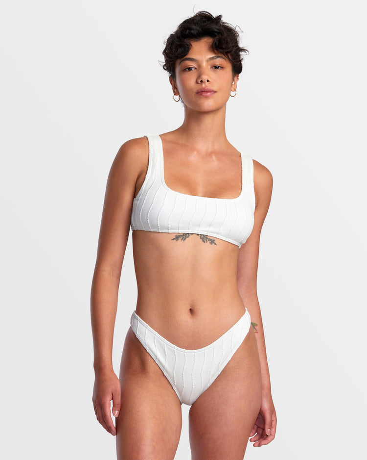 Chevy Grooves High Leg French Bikini Bottoms - Whisper White