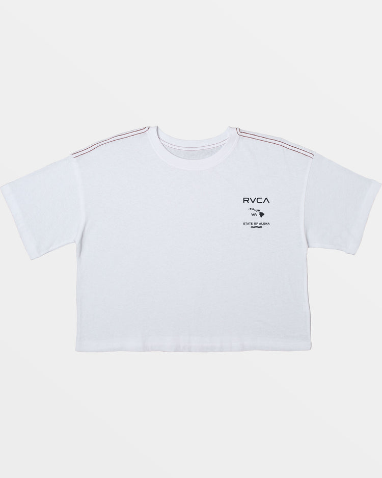 State Of Aloha Cropped Tee - White