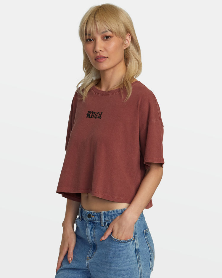 Boyfriend Cropped Tee - Madder Brown