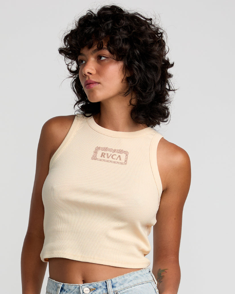 Island Lei Cropped Tank Top - Latte