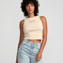 Island Lei Cropped Tank Top - Latte