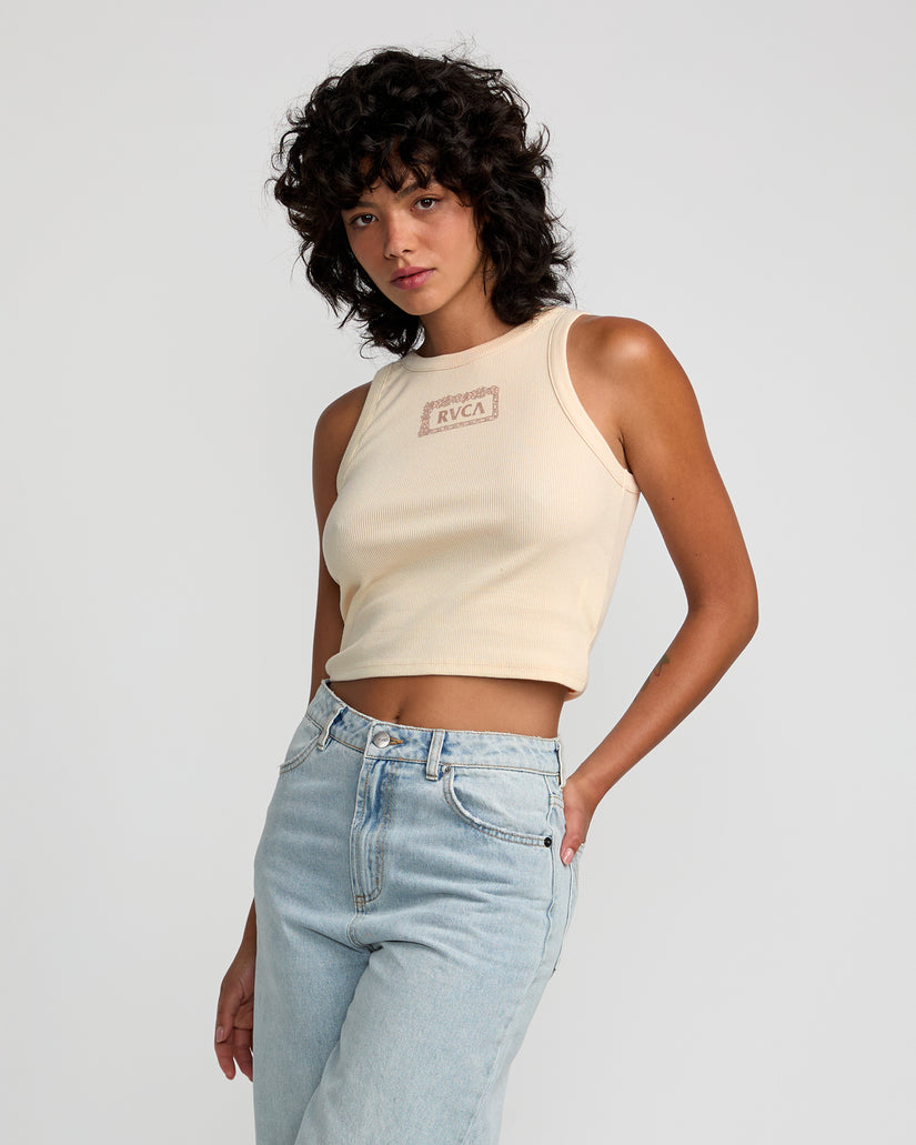 Island Lei Cropped Tank Top - Latte