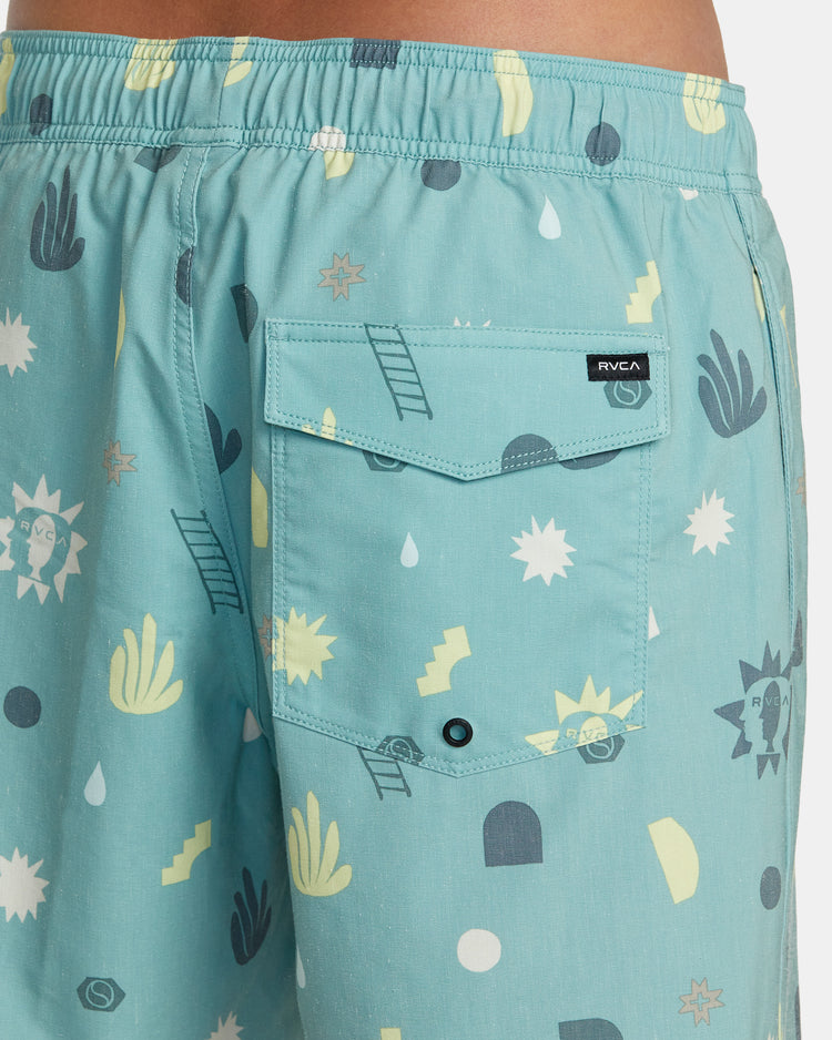 Atlas Elastic Waist 17" Boardshorts - Green Haze