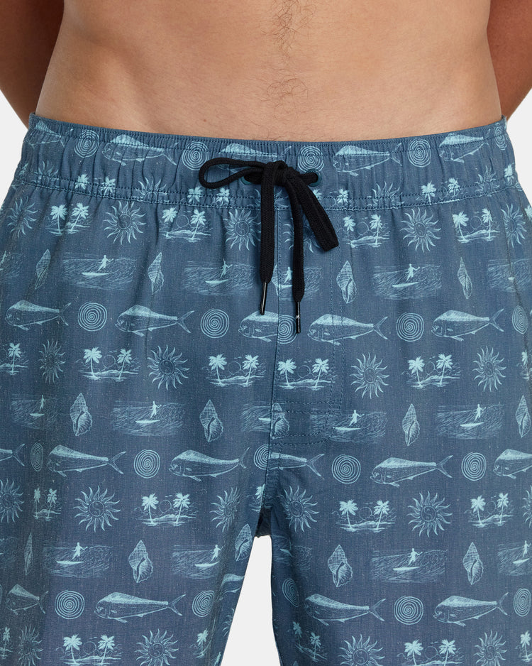 Dorado Elastic Waist Boardshorts 17'' - Duck Blue