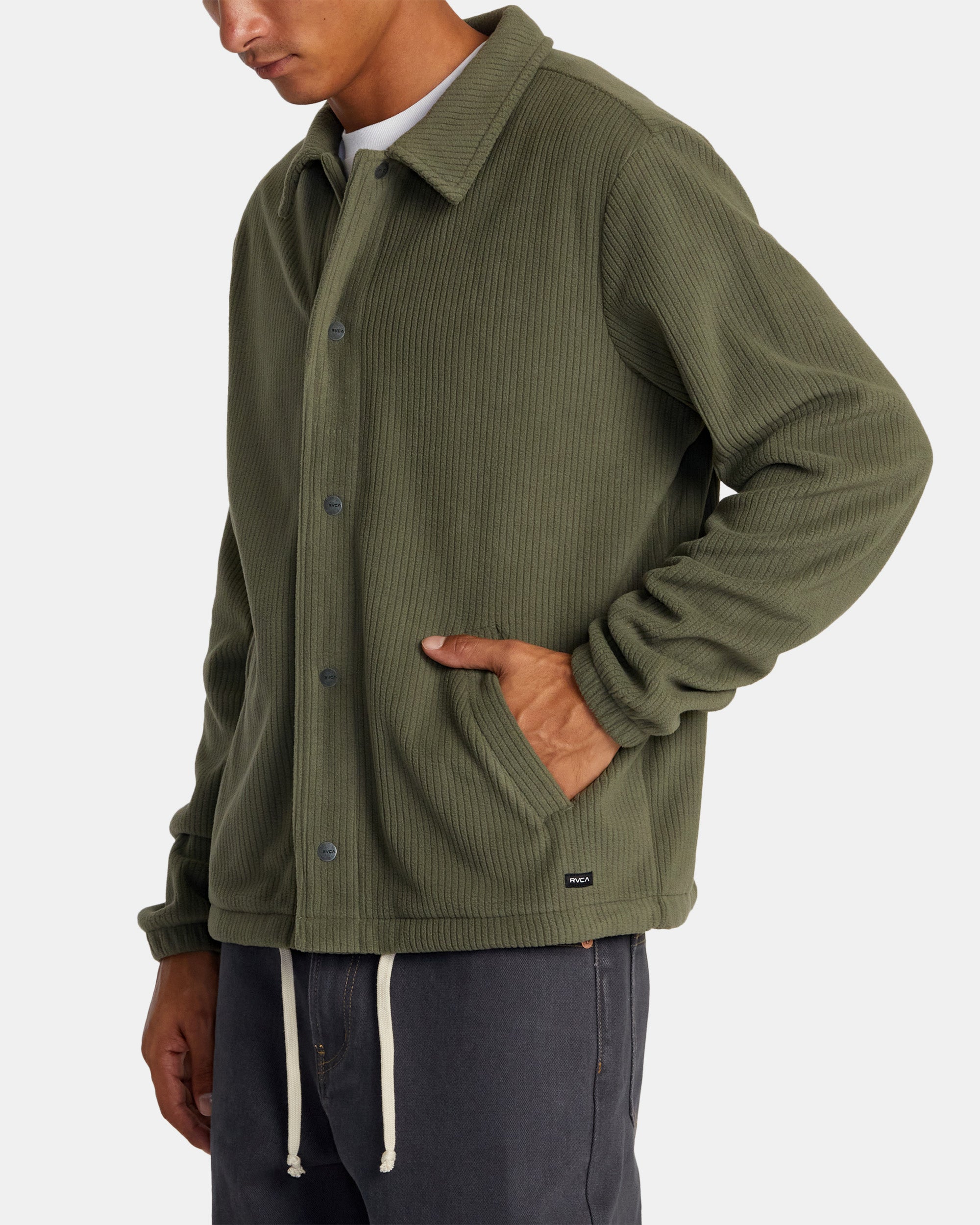 RVCA Downtown Fleece Coaches Jacket Olive L