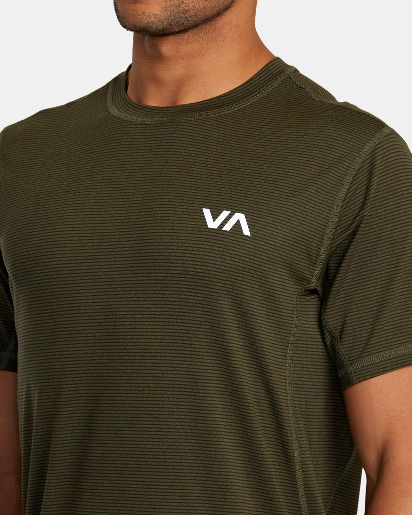 Sport Vent Stripe Technical Short Sleeve Top - Olive Stripe