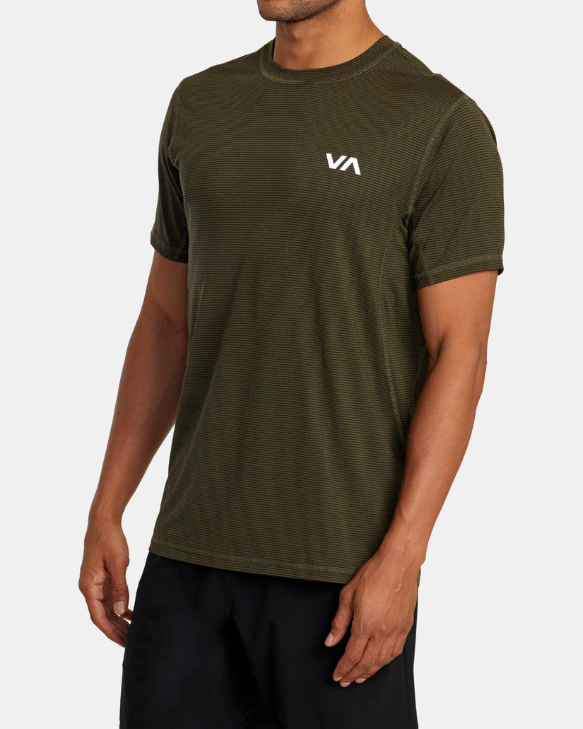 Sport Vent Stripe Technical Short Sleeve Top - Olive Stripe