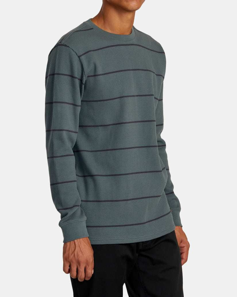 Dayshift Thermal Stripe Long Sleeve - Balsam Green