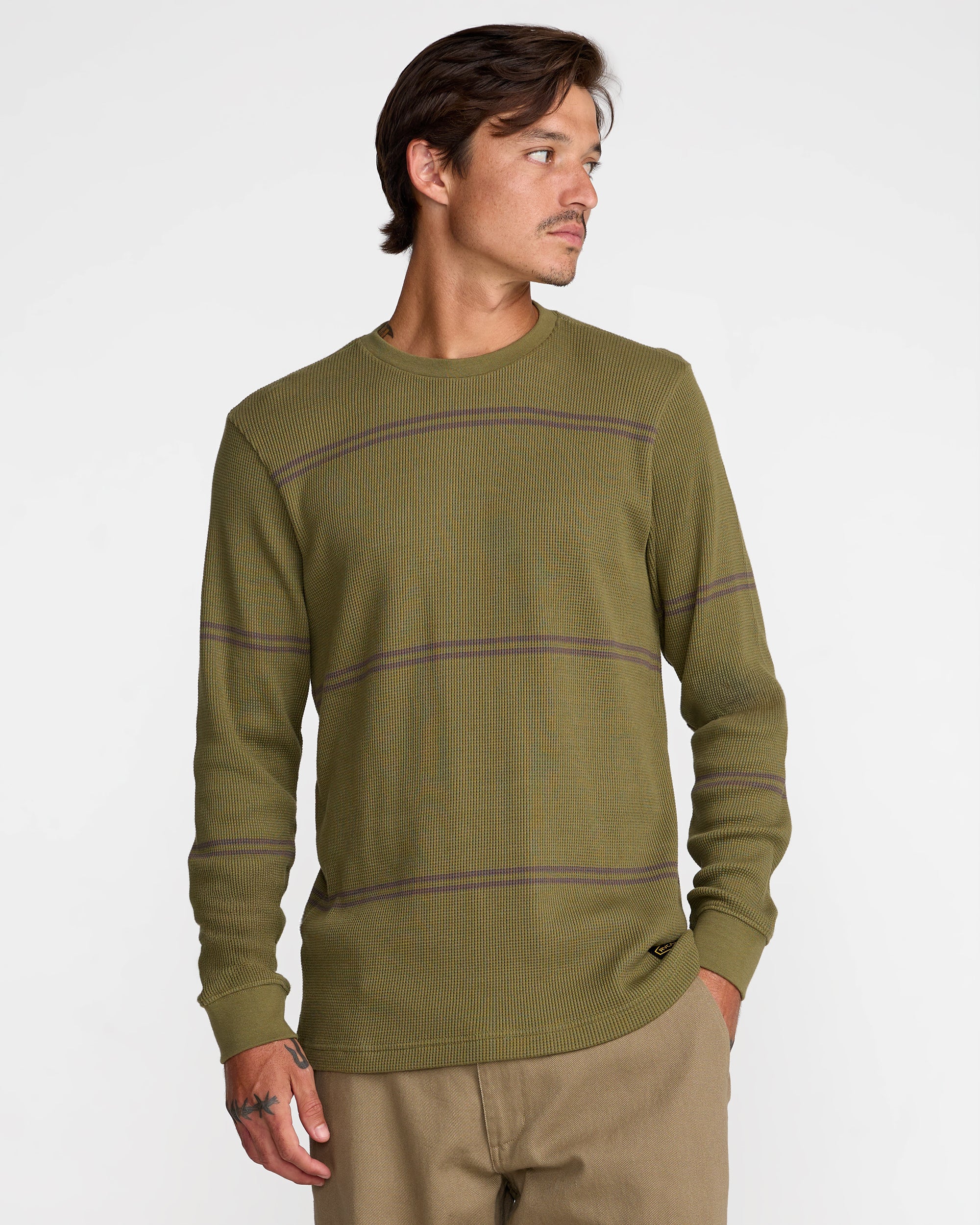 【新品未使用】RVCA 長袖タッパー XLサイズ オリーブ Dayshift Long Sleeve Stripe Thermal - RVCA