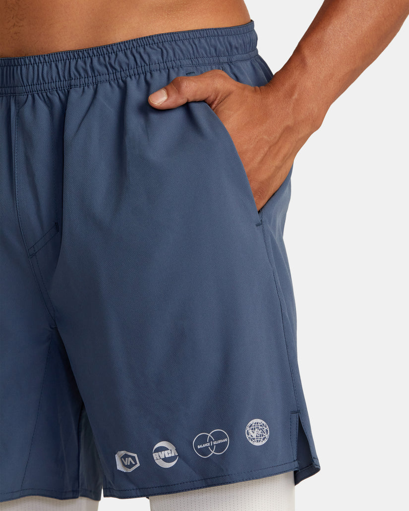 Yogger Train 2-In-1 17" Workout Shorts - Vintage Indigo