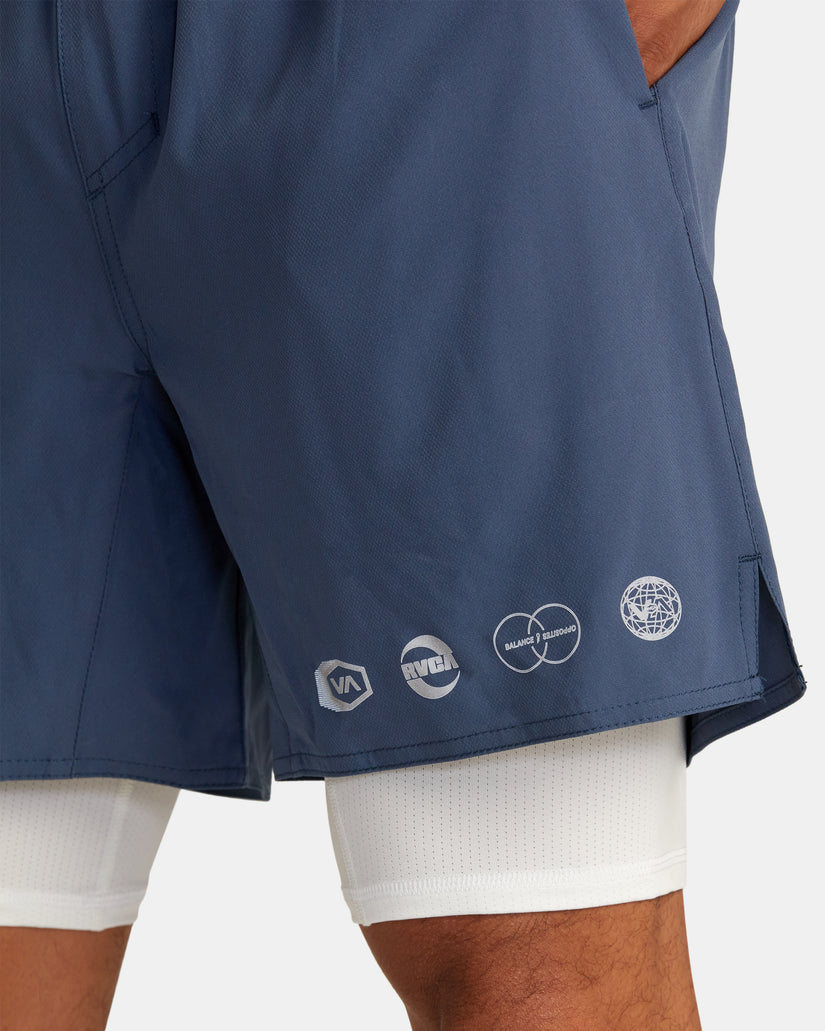 Yogger Train 2-In-1 17" Workout Shorts - Vintage Indigo