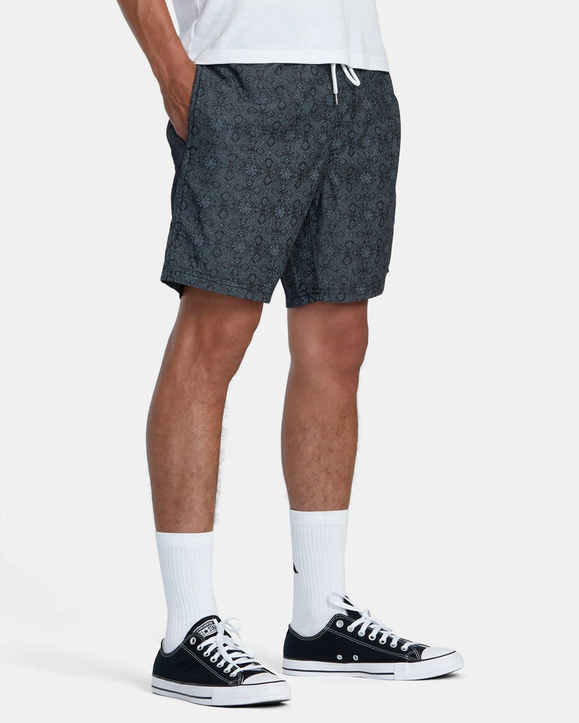 Escape Elastic Waist Chambray Shorts - Washed Black