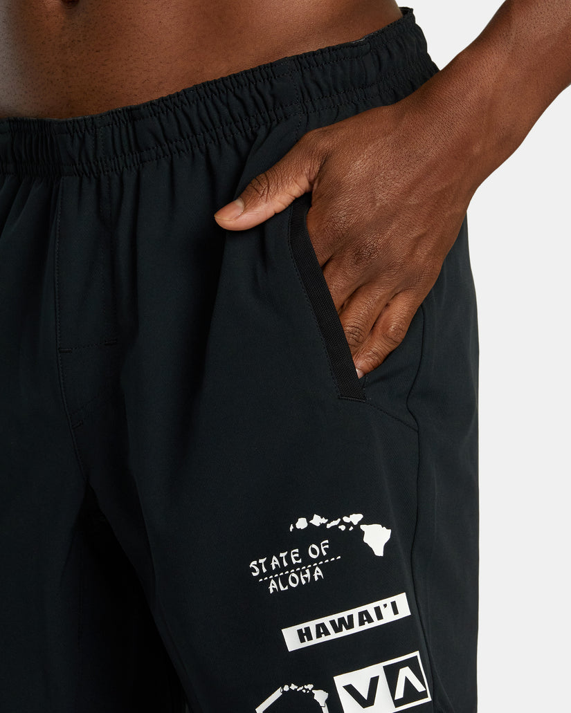 Hawaii All Brand Yogger Stretch 17" Shorts - Black